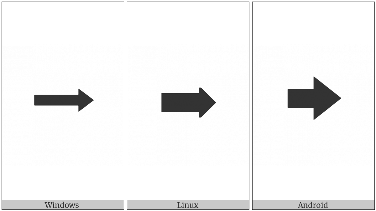 Black Rightwards Arrow on various operating systems