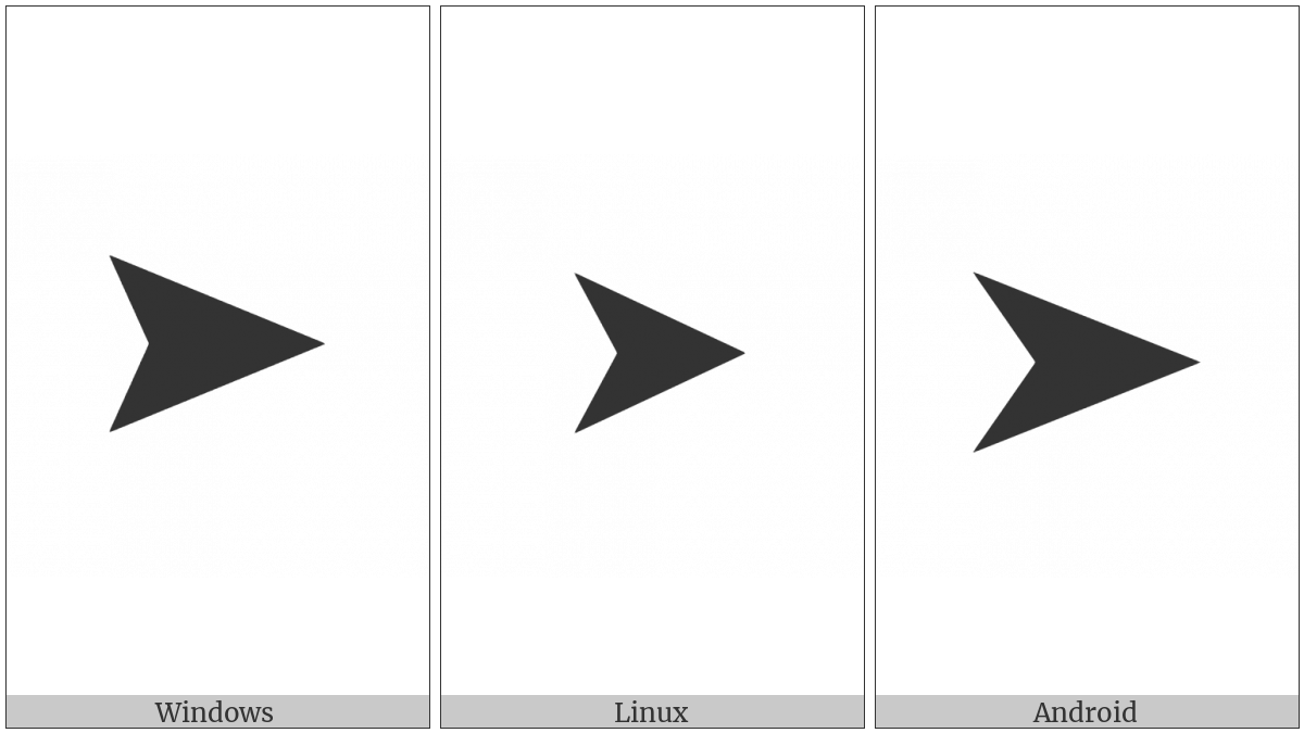 Black Rightwards Arrowhead on various operating systems
