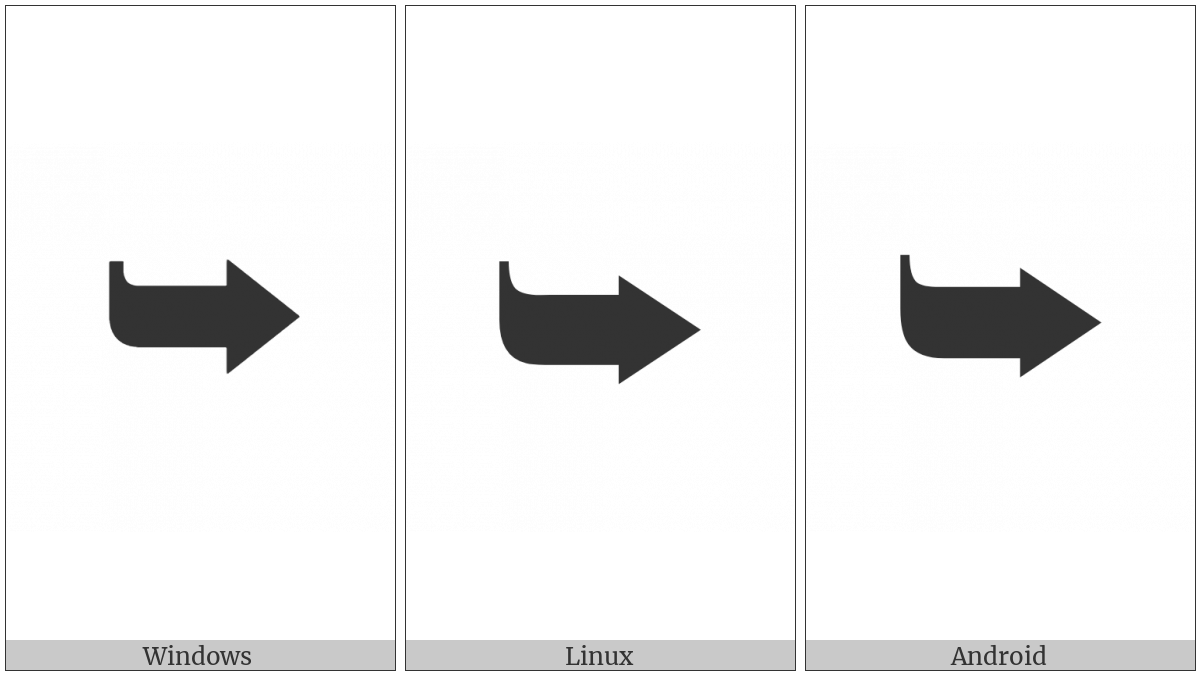 Heavy Black Curved Downwards And Rightwards Arrow on various operating systems