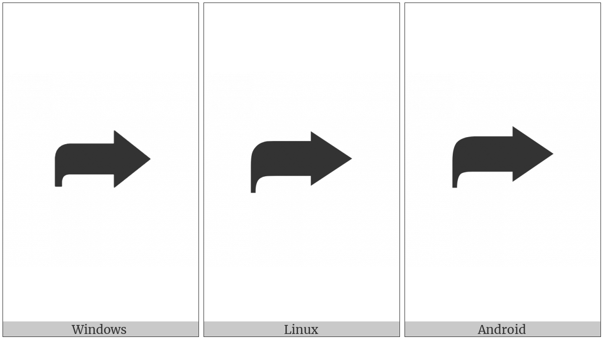Heavy Black Curved Upwards And Rightwards Arrow on various operating systems