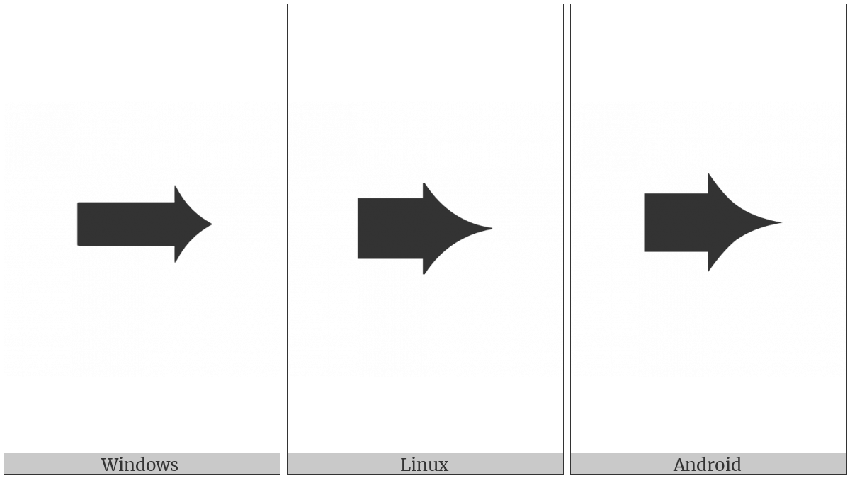 Heavy Concave-Pointed Black Rightwards Arrow on various operating systems