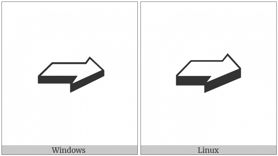 Back-Tilted Shadowed White Rightwards Arrow on various operating systems
