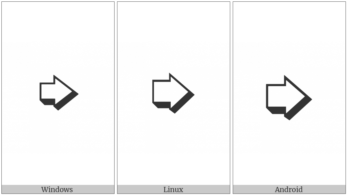 Heavy Lower Right-Shadowed White Rightwards Arrow on various operating systems