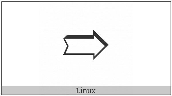 Notched Upper Right-Shadowed White Rightwards Arrow on various operating systems