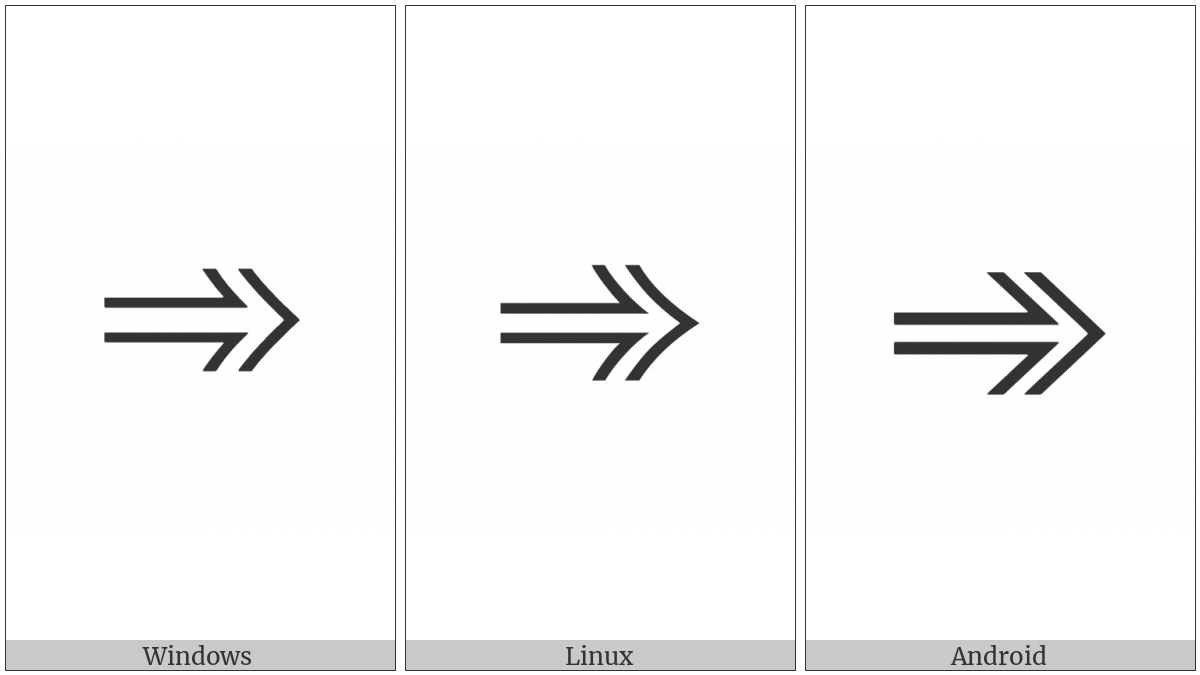 Open-Outlined Rightwards Arrow on various operating systems