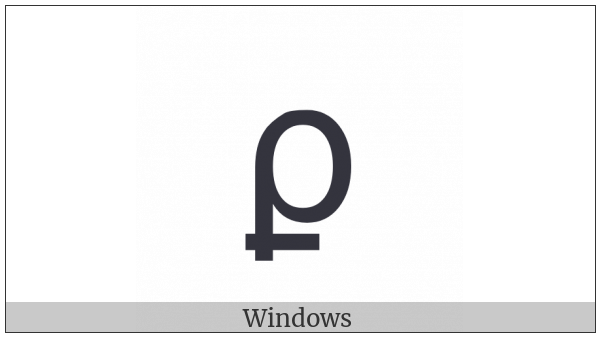 Greek Rho With Stroke Symbol on various operating systems
