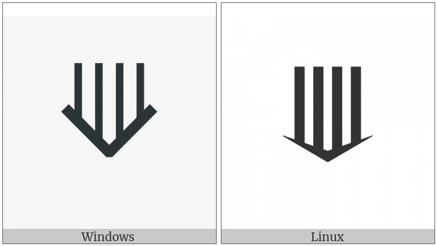 Downwards Quadruple Arrow on various operating systems