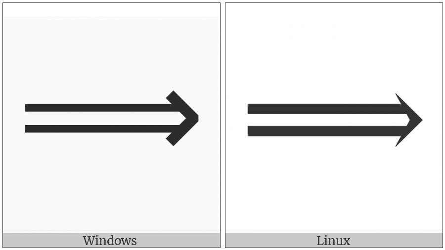 Long Rightwards Double Arrow on various operating systems