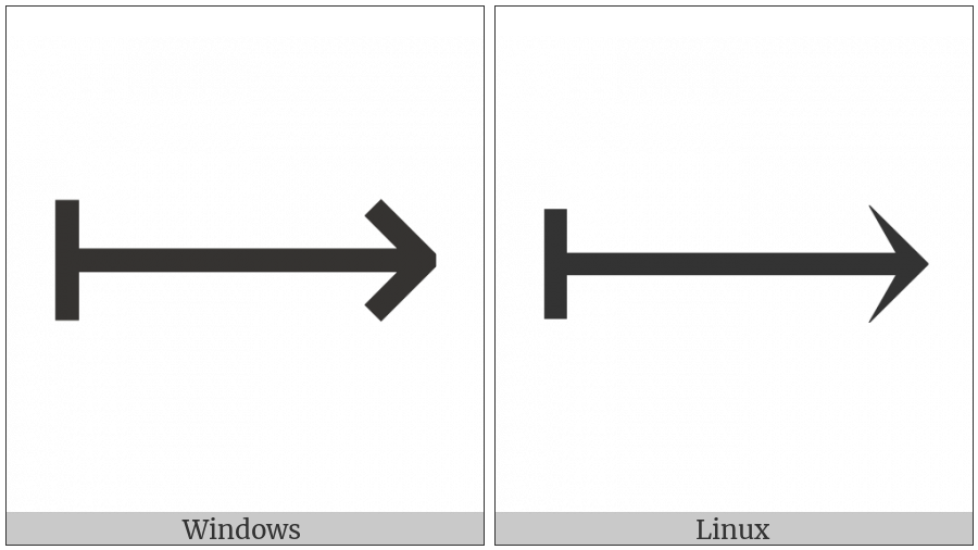 Long Rightwards Arrow From Bar on various operating systems