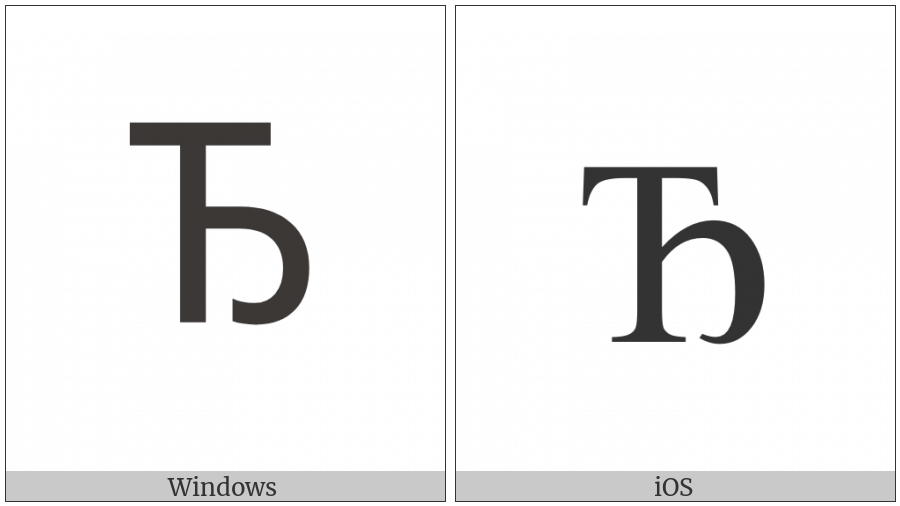 Cyrillic Capital Letter Dje on various operating systems