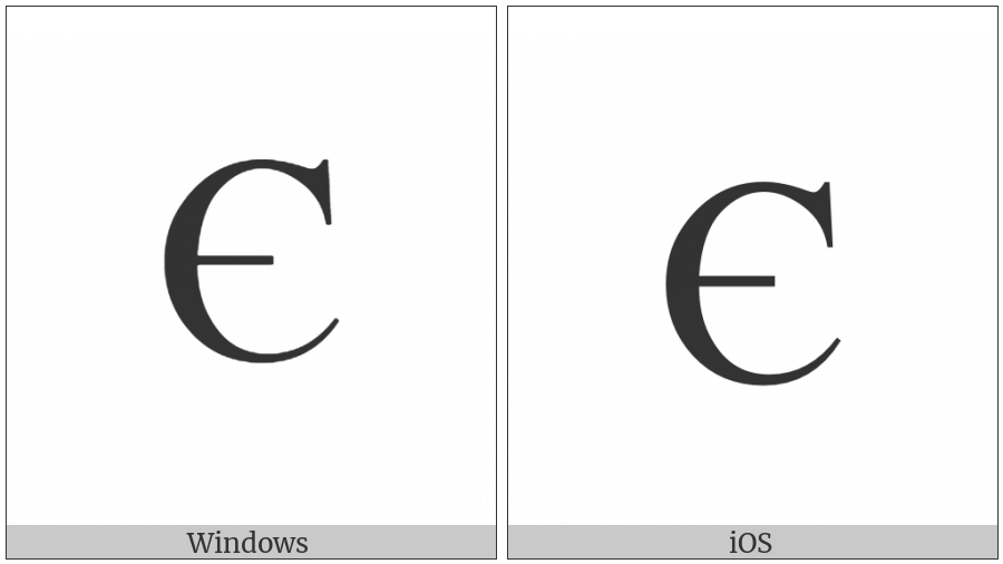 Cyrillic Capital Letter Ukrainian Ie on various operating systems