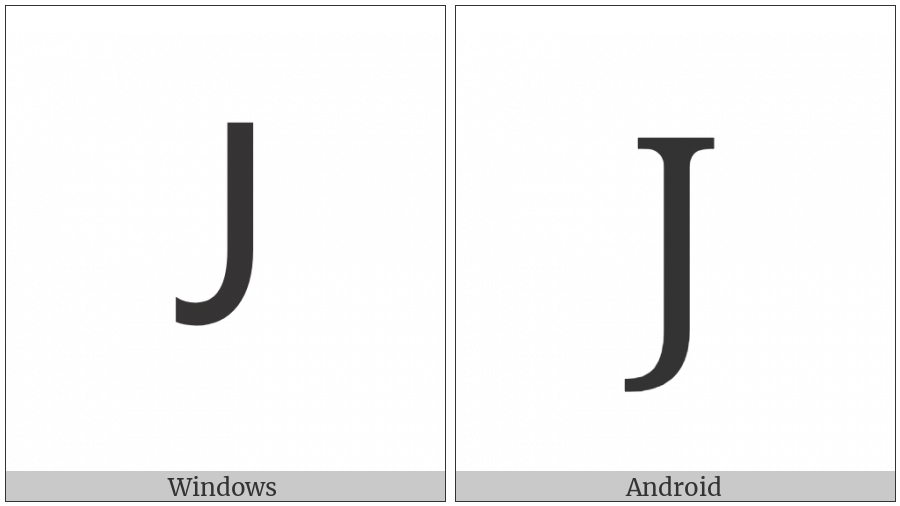 Cyrillic Capital Letter Je on various operating systems