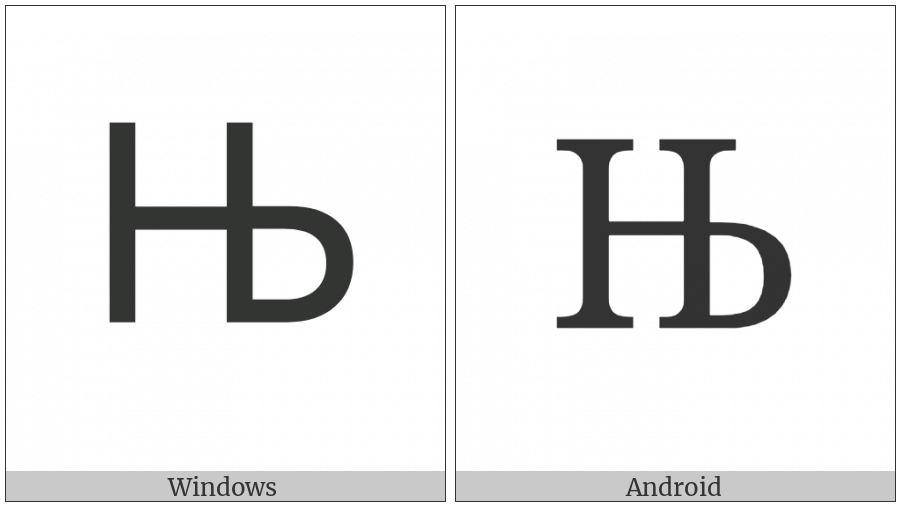 Cyrillic Capital Letter Nje on various operating systems