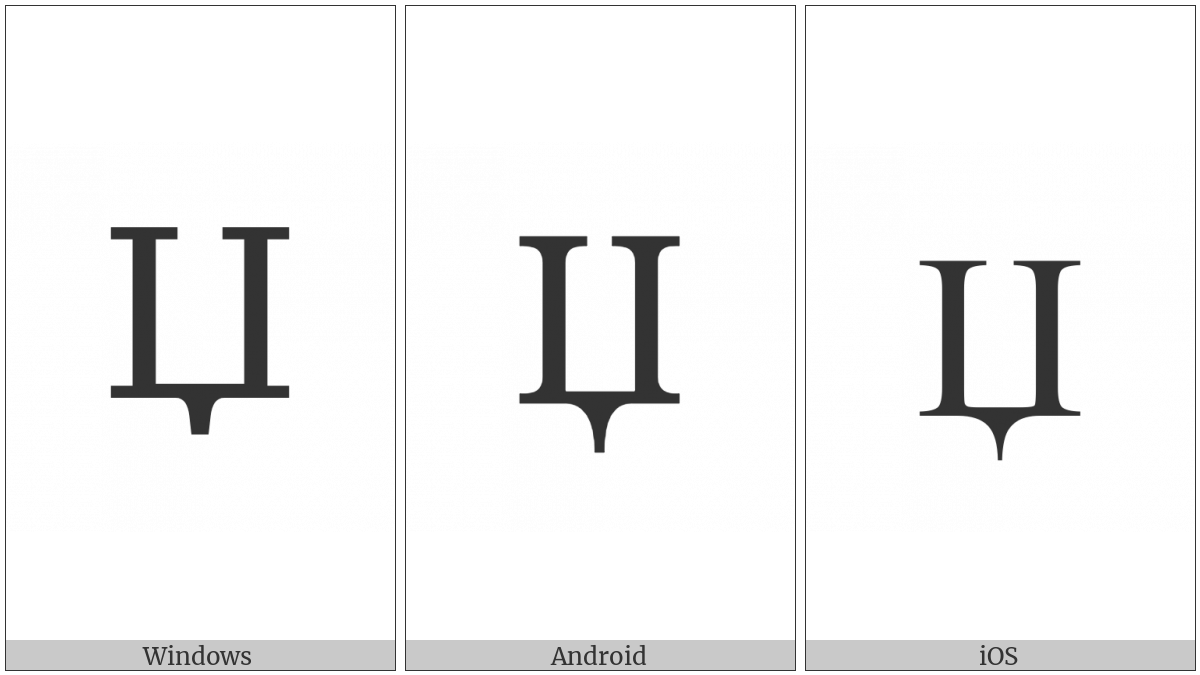 Cyrillic Capital Letter Dzhe on various operating systems