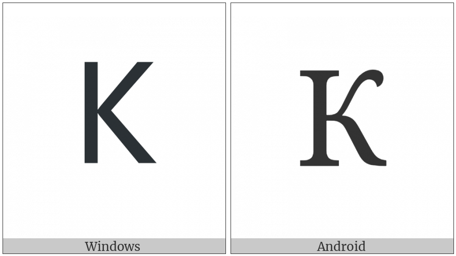 Cyrillic Capital Letter Ka on various operating systems