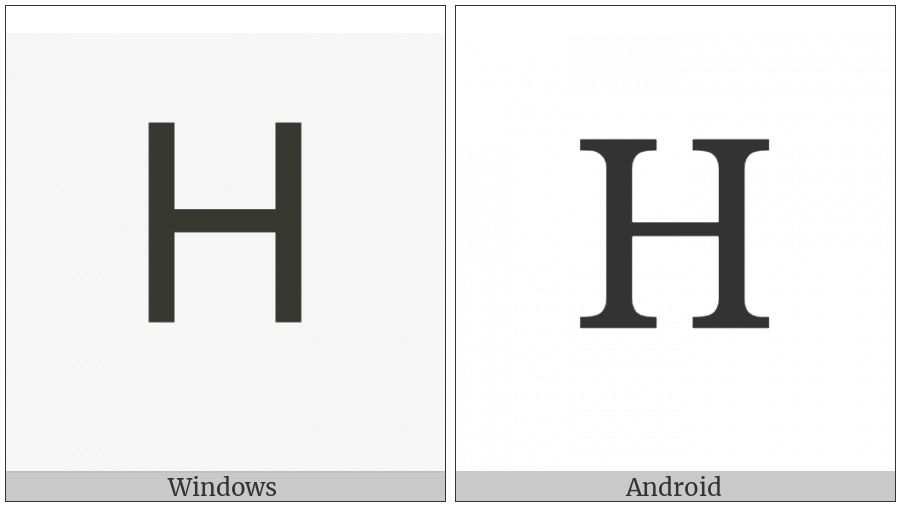 Cyrillic Capital Letter En on various operating systems