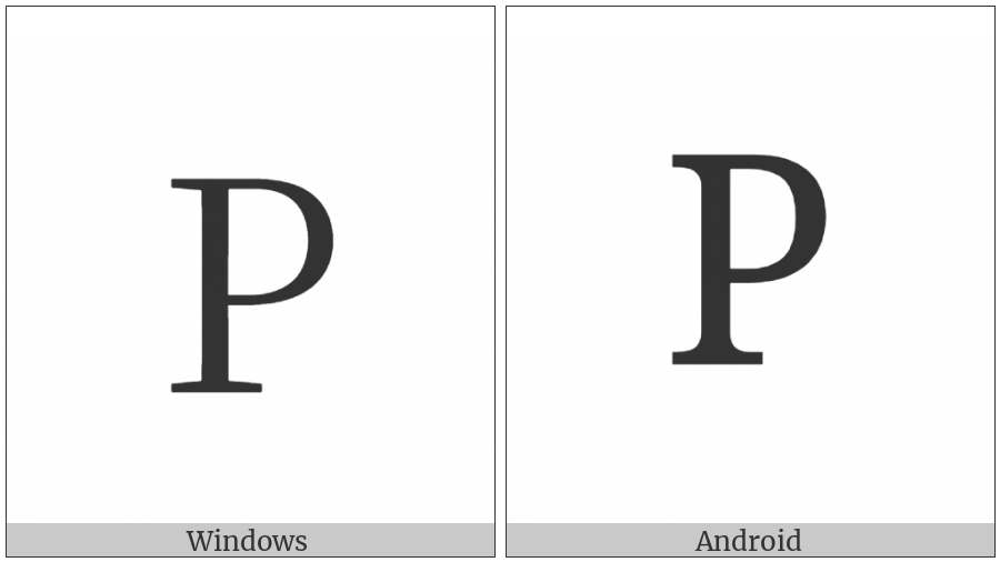 Cyrillic Capital Letter Er on various operating systems
