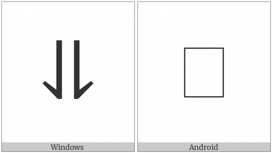 Downwards Harpoon With Barb Left Beside Downwards Harpoon With Barb Right on various operating systems