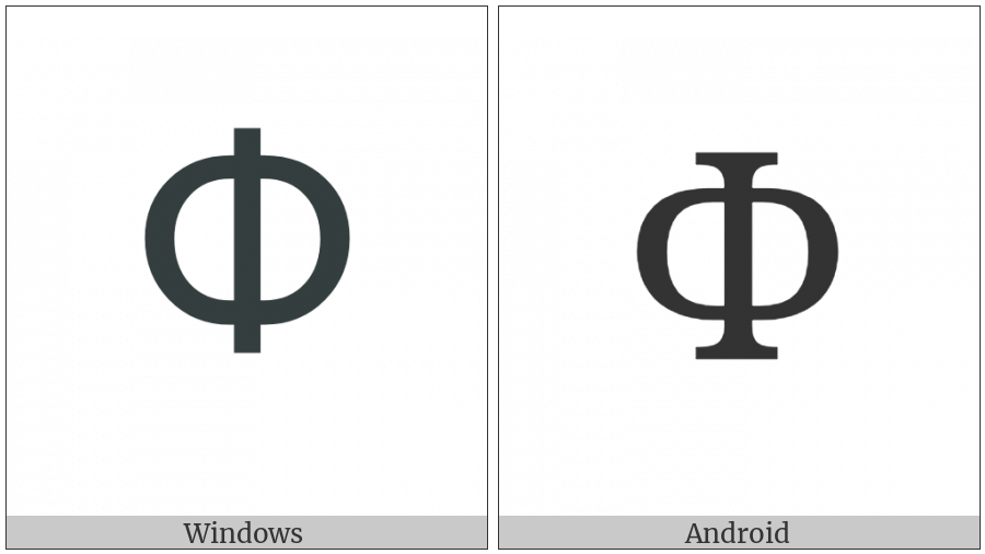 Cyrillic Capital Letter Ef on various operating systems