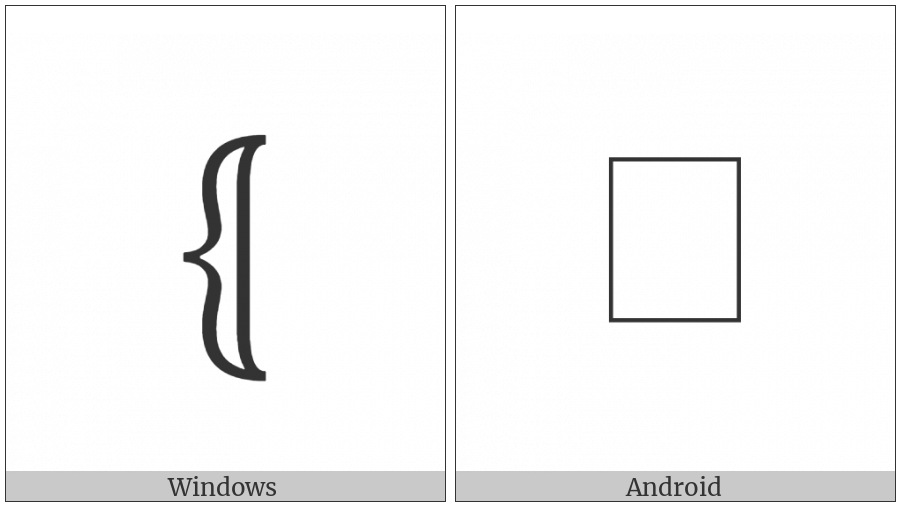 Left White Curly Bracket on various operating systems