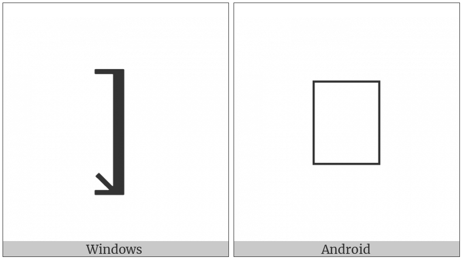 Right Square Bracket With Tick In Bottom Corner on various operating systems