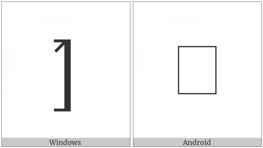 Right Square Bracket With Tick In Top Corner on various operating systems