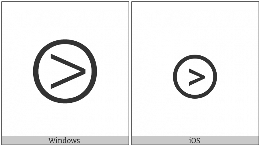 Circled Greater-Than on various operating systems