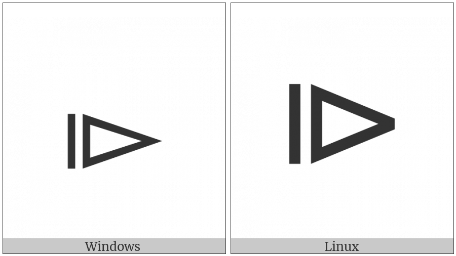 Vertical Bar Beside Right Triangle on various operating systems