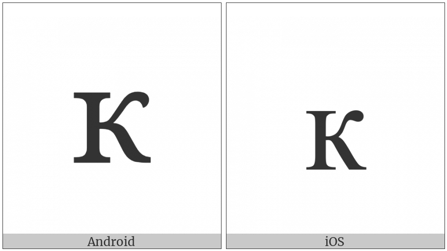 Cyrillic Small Letter Ka on various operating systems