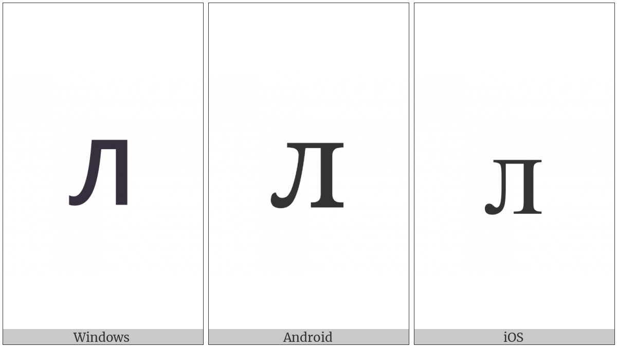 Cyrillic Small Letter El on various operating systems