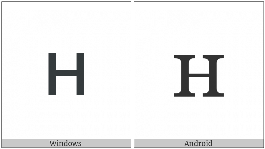 Cyrillic Small Letter En on various operating systems