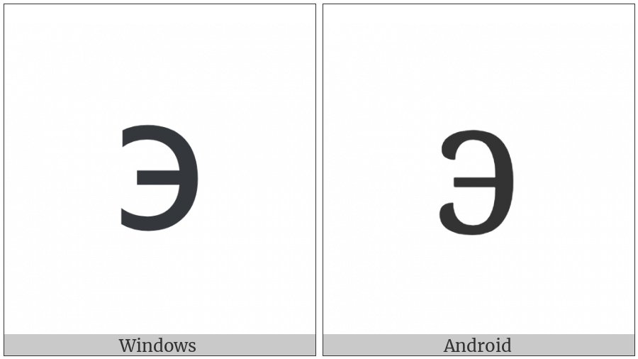 Cyrillic Small Letter E on various operating systems