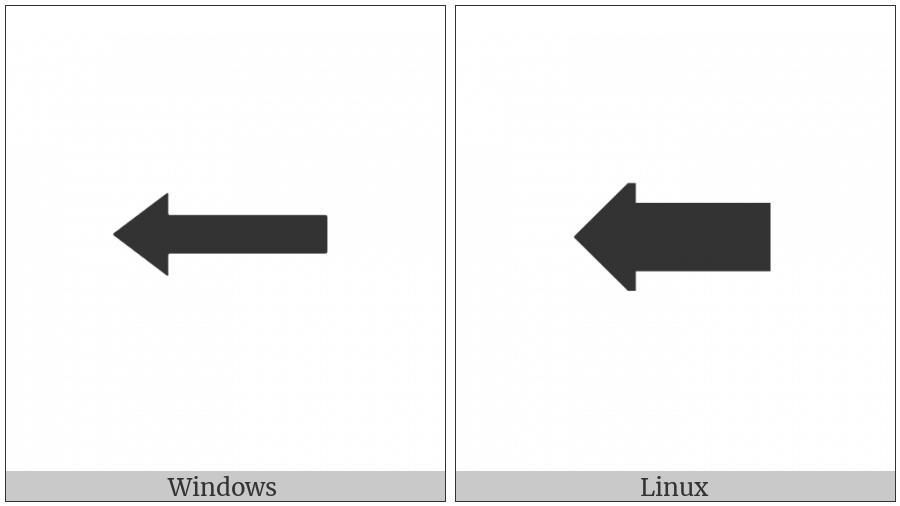 Leftwards Black Arrow on various operating systems