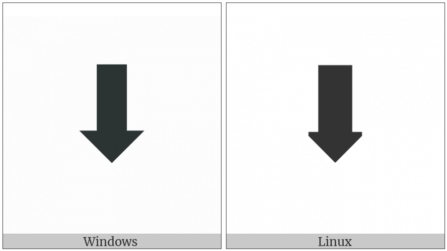 Downwards Black Arrow on various operating systems