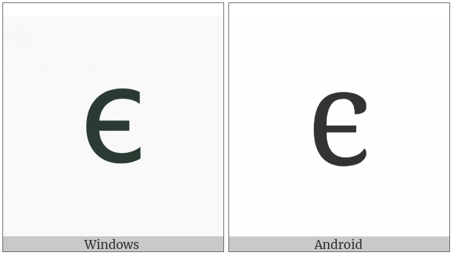 Cyrillic Small Letter Ukrainian Ie on various operating systems