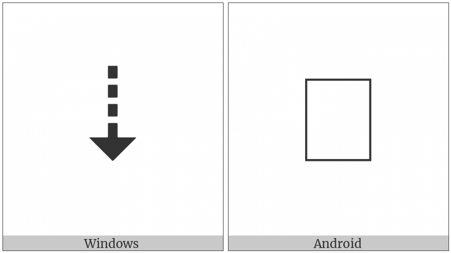 Downwards Triangle-Headed Dashed Arrow on various operating systems