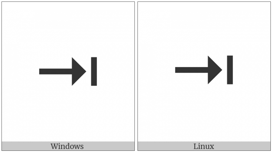 Rightwards Triangle-Headed Arrow To Bar on various operating systems
