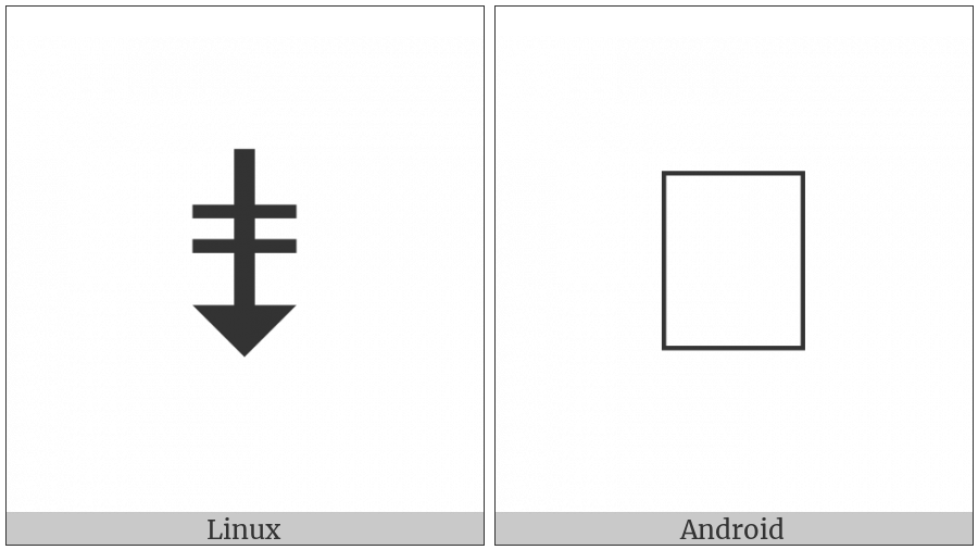Downwards Triangle-Headed Arrow With Double Horizontal Stroke on various operating systems