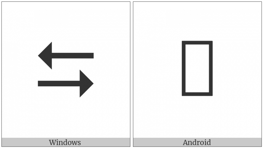 Leftwards Triangle-Headed Arrow Over Rightwards Triangle-Headed Arrow on various operating systems