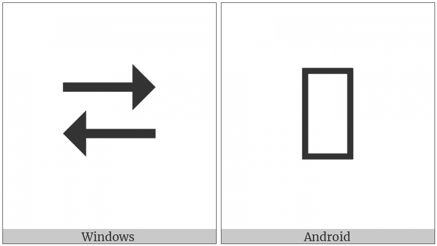Rightwards Triangle-Headed Arrow Over Leftwards Triangle-Headed Arrow on various operating systems