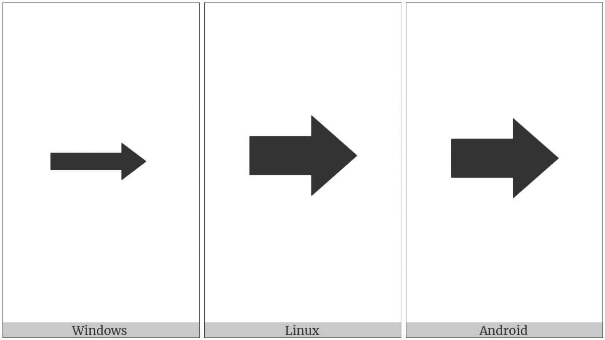Rightwards Black Arrow on various operating systems
