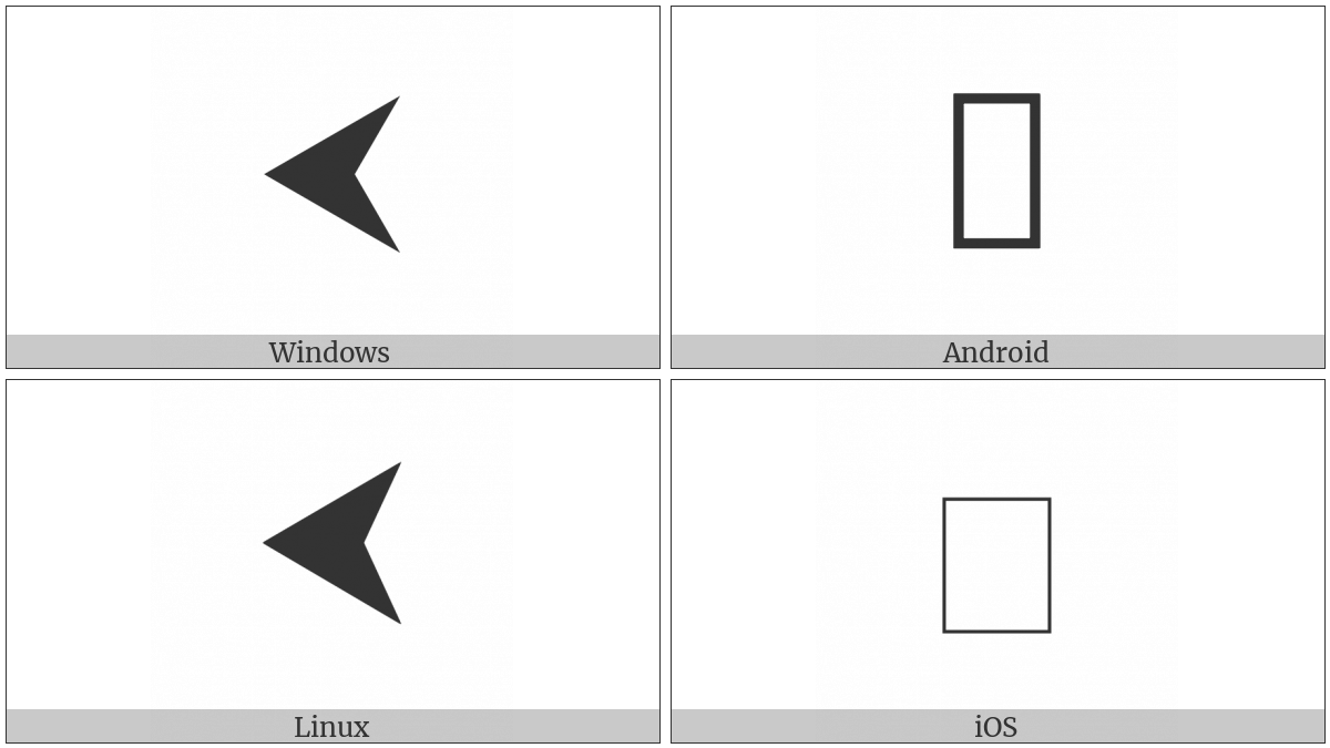 Black Leftwards Equilateral Arrowhead on various operating systems