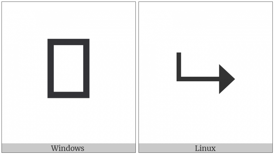 Downwards Triangle-Headed Arrow With Long Tip Rightwards on various operating systems