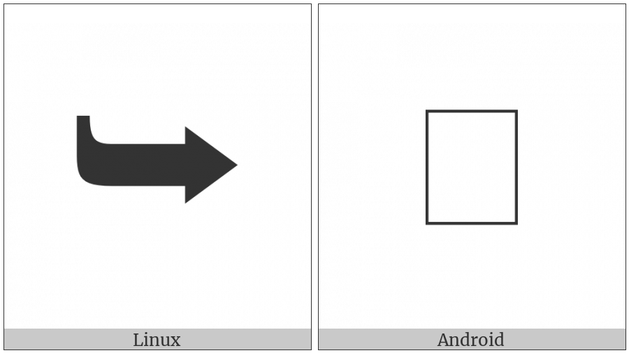 Black Curved Downwards And Rightwards Arrow on various operating systems