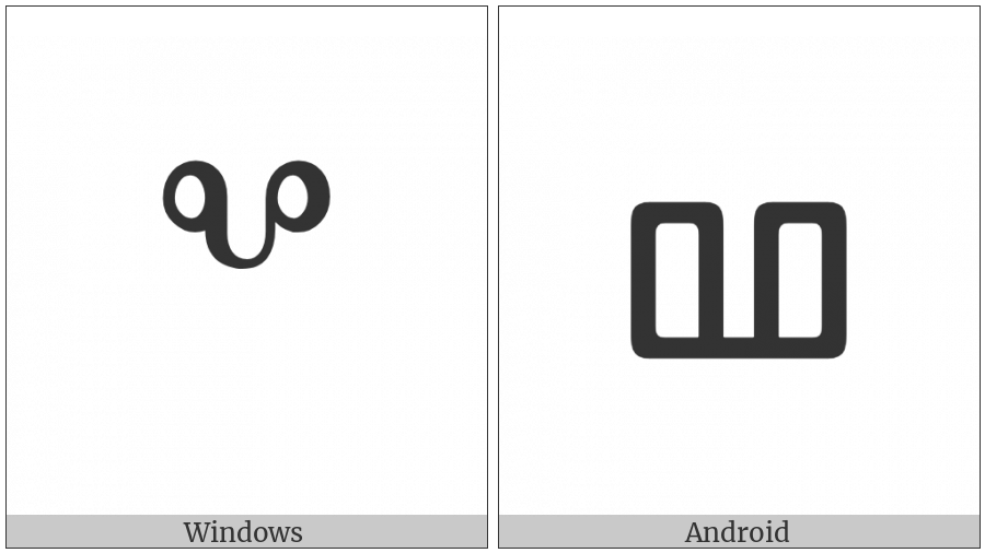 Glagolitic Small Letter Vede on various operating systems