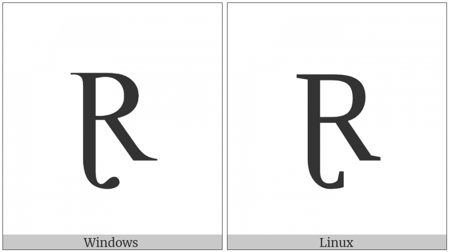 Latin Capital Letter R With Tail on various operating systems