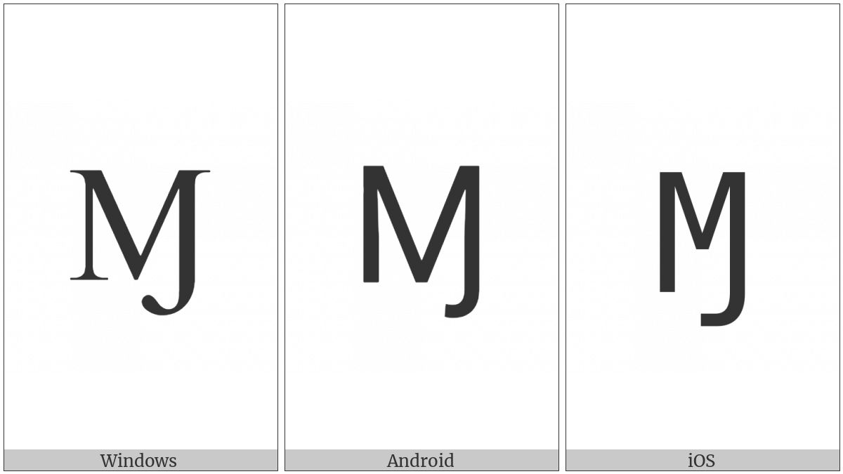 Latin Capital Letter M With Hook on various operating systems