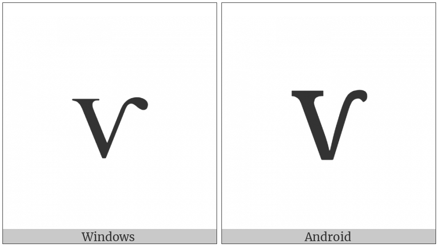 Latin Small Letter V With Right Hook on various operating systems