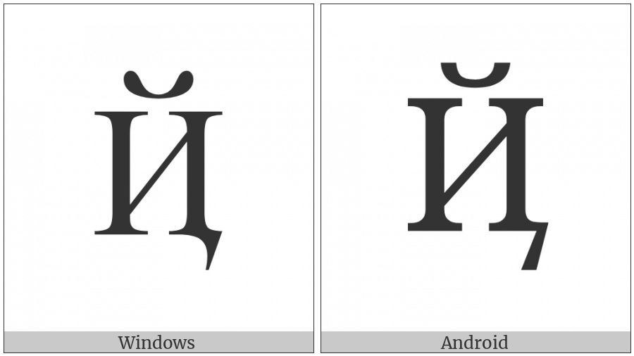 Cyrillic Capital Letter Short I With Tail on various operating systems