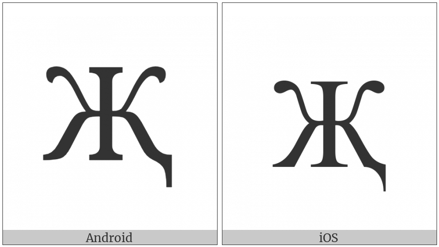 Cyrillic Capital Letter Zhe With Descender on various operating systems